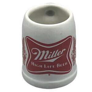 Miller high life beer mug shot glass floral red gray glass length 2.5" READ